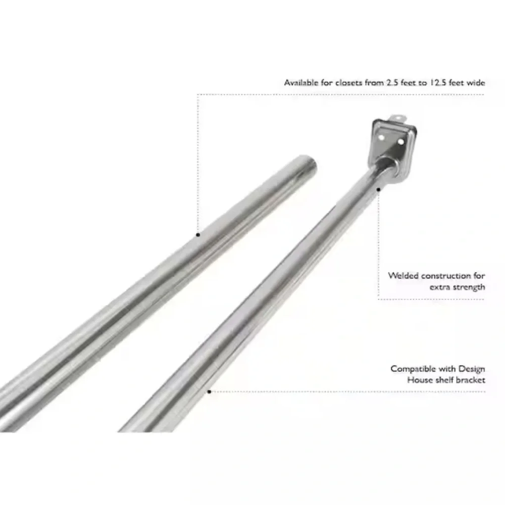 NIB Polished Chrome Closet Rod - Adjustable 30”-48”